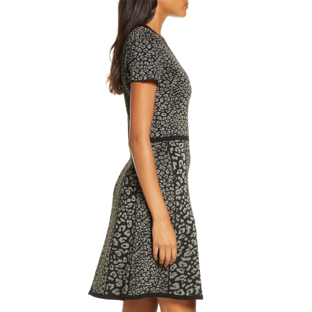 DONNA RICCO Metallic Leopard Sweater dress Small